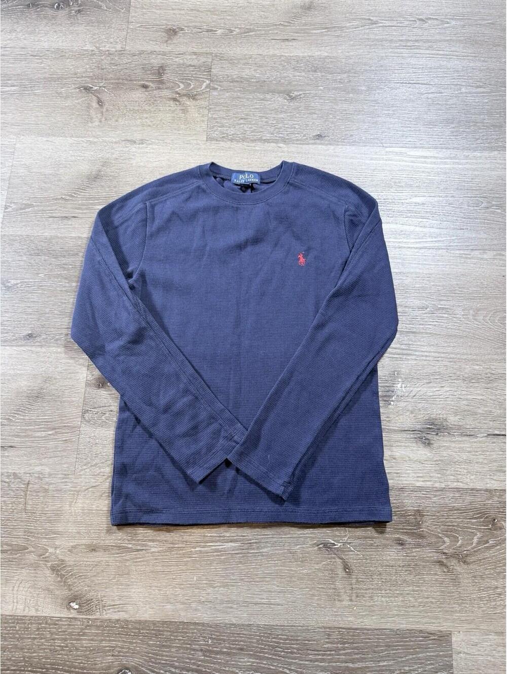 Polo Ralph Lauren Boy Navy Blue‎ Cotton Waffle-Knit Pullover Sweater Size 10/12